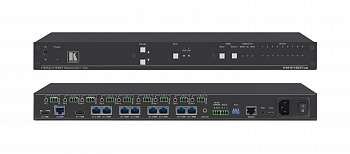 Усилитель-распределитель 2х1:8 HDMI и HDBaseT с увеличенным расстоянием передачи , передача Ethernet,  RS−232,  ИК и стерео аудио; поддержка 4К60 4:2:0  Kramer VM-218DTXR