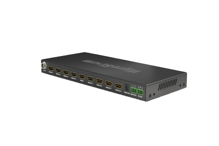 Разветвитель 1x8 HDMI, 4K HDR 4:4:4 60Гц, HDCP 2.2, с масштабатором 4К/1080p, с де-эмбедированием аудио, управляемым EDID и CEC WyreStorm SP-0108-SCL Разветвитель 1x8 HDMI, 4K HDR 4:4:4 60Гц, HDCP 2.2, с масштабатором 4К/1080p, с де-эмбедированием аудио, управляемым EDID и CEC WyreStorm SP-0108-SCL