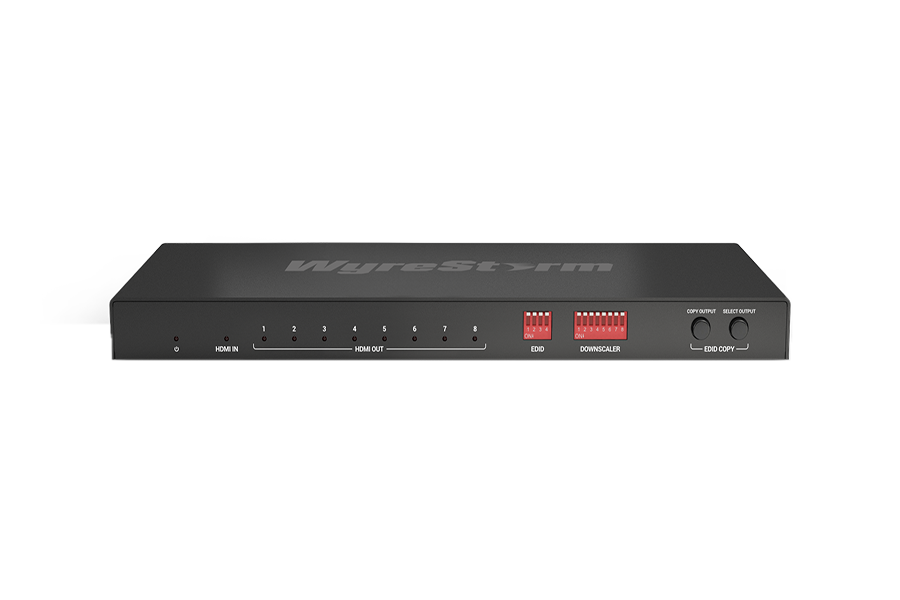 Разветвитель 1x8 HDMI, 4K HDR 4:4:4 60Гц, HDCP 2.2, с масштабатором 4К/1080p, с де-эмбедированием аудио, управляемым EDID и CEC WyreStorm SP-0108-SCL Разветвитель 1x8 HDMI, 4K HDR 4:4:4 60Гц, HDCP 2.2, с масштабатором 4К/1080p, с де-эмбедированием аудио, управляемым EDID и CEC WyreStorm SP-0108-SCL