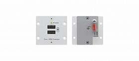Модуль-вставка Kramer W-2UC/EU(G), блок питания для двух мобильных устройств с разъемом USB с общей нагрузкой до 4А, цвет серый